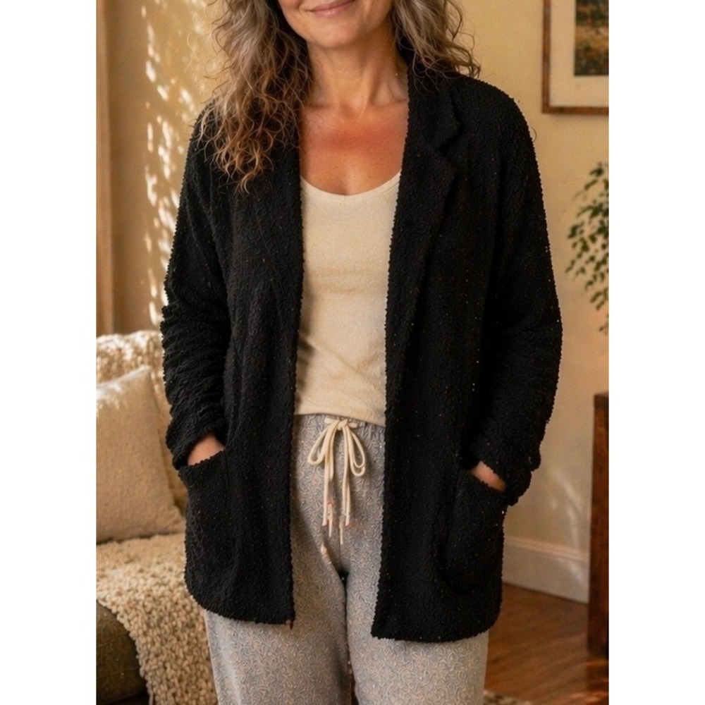 Barefoot Dreams Womens‎ CozyChic Cardigan Black 1X Loungewear Quiet Luxury